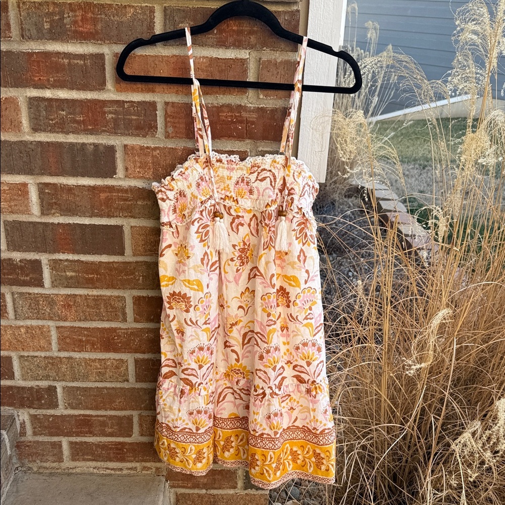 Jessica Simpson Ladies L Floral Boho Print Midi Dress in Brown, Lt Pink and Gold